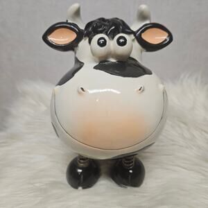 Cow Piggy Bank with Bobble Wobbly Legs